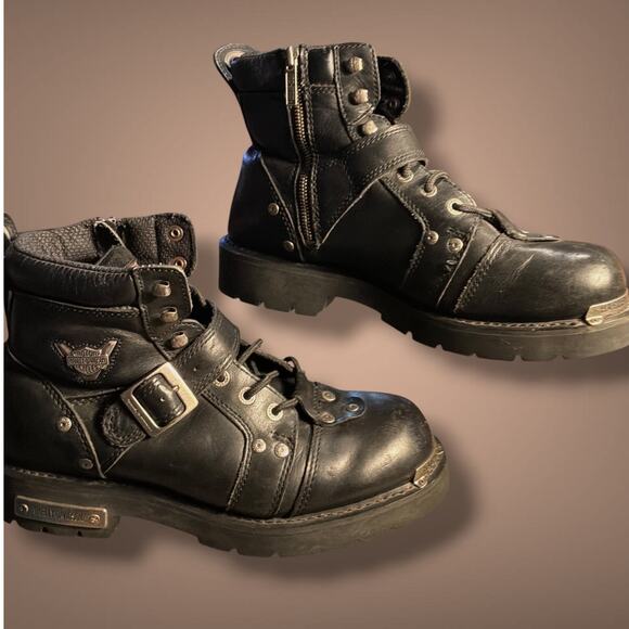 Men\'s 11.5 HARLEY-DAVIDSON Brake Buckle Side Zip Leather Boots main image 4
